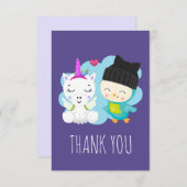 Leuke Cartoon eenhoorn & vogel dank u Bedankkaart (Voorkant / Achterkant)
