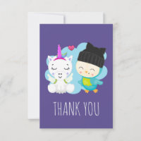 Leuke Cartoon eenhoorn & vogel dank u