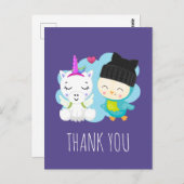 Leuke Cartoon eenhoorn & vogel dank u Briefkaart (Voorkant / Achterkant)