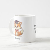 Leuke Cartoon Fox Gepersonaliseerd Afstuderen Koffiemok (Voorkant links)