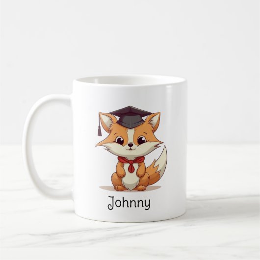 Leuke Cartoon Fox Gepersonaliseerd Afstuderen Koffiemok (Links)