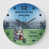 Leuke Cartoon Franse bulldog quarterback stadion Grote Klok (Voorkant)