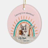 Leuke Cartoon Franse Bulldog Terug naar School stu Keramisch Ornament (Links)