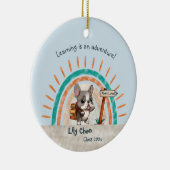 Leuke Cartoon Franse Bulldog Terug naar School stu Keramisch Ornament (Rechts)