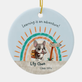 Leuke Cartoon Franse Bulldog Terug naar School stu Keramisch Ornament