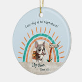 Leuke Cartoon Franse Bulldog Terug naar School stu Keramisch Ornament (Links)