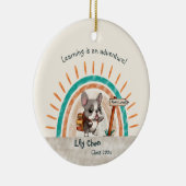 Leuke Cartoon Franse Bulldog Terug naar School stu Keramisch Ornament (Rechts)