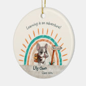 Leuke Cartoon Franse Bulldog Terug naar School stu Keramisch Ornament (Links)