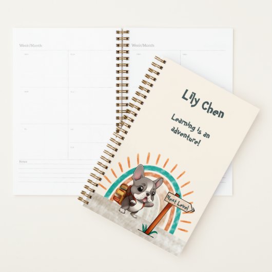 Leuke Cartoon Franse Bulldog Terug naar School stu Planner (Display)