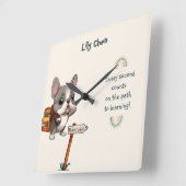 Leuke Cartoon Franse Bulldog Terug naar School stu Vierkante Klok (Hoek)