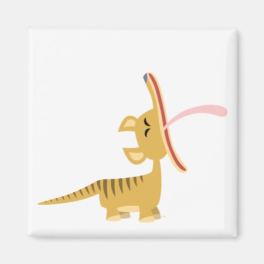 Leuke Cartoon Gapen Thylacine Magnet (Voorkant)