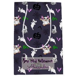 Leuke Cartoon Ghost Bulldog Halloween Gift Bag Medium Cadeauzakje
