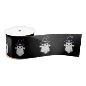 Leuke Cartoon Ghost Met Heks Pet Halloween Zwart Satijnen Lint (Spoel)