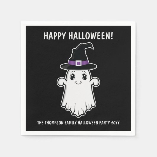 Leuke Cartoon Ghost Spirit Met Heks Pet Halloween Servet (Voorkant)