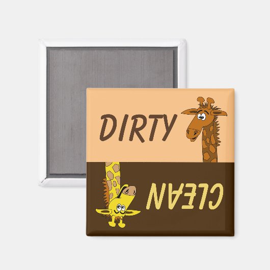 Leuke Cartoon Giraffe Dirty Clean Vaatwasser Magne Magneet (Voorkant / Achterkant)