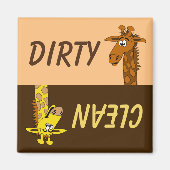 Leuke Cartoon Giraffe Dirty Clean Vaatwasser Magne Magneet (Voorkant)