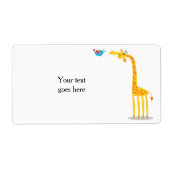Leuke cartoon giraffe en vogel etiket (Voorkant)