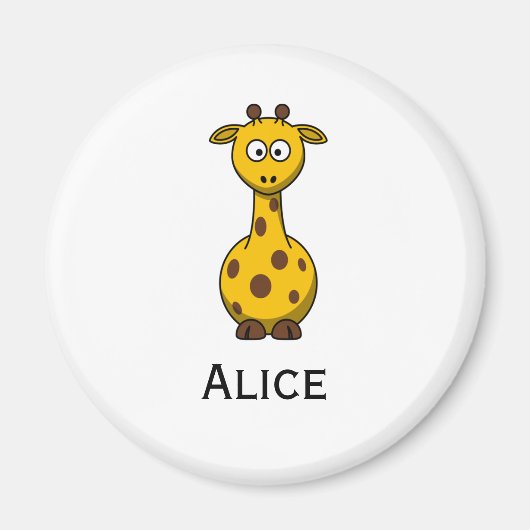 Leuke Cartoon Giraffe Magnet met Kindernaam (Voorkant)