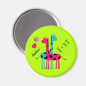 Leuke Cartoon Giraffes, vredelievende liefde en la Magneet (Voorkant / Achterkant)