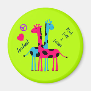 Leuke Cartoon Giraffes, vredelievende liefde en la Magneet