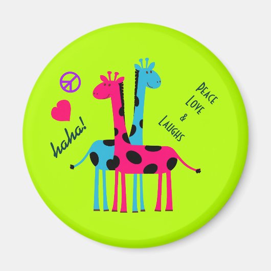 Leuke Cartoon Giraffes, vredelievende liefde en la Magneet (Voorkant)