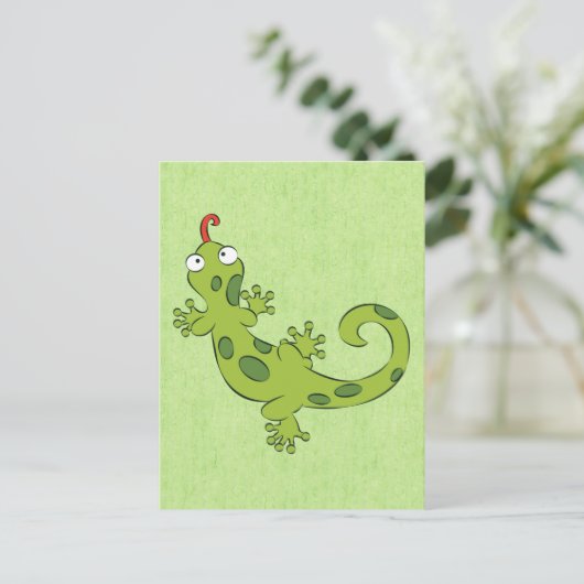 Leuke cartoon hagedis briefkaart (Staand voorkant)