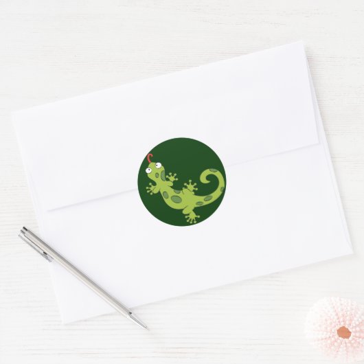 Leuke cartoon hagedis ronde sticker (Envelop)