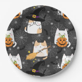 Leuke Cartoon Halloween Cat Papieren Bordje (Voorkant)
