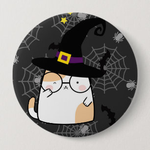 Leuke Cartoon Halloween Kat met Glazen Ronde Button 4,0 Cm