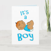 Leuke Cartoon Het is een Boy Tekst in Helderblauw Kaart (Voorkant)