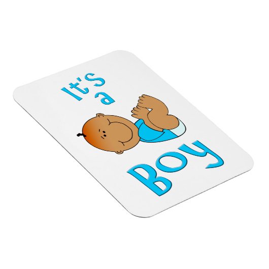 Leuke Cartoon Het is een Boy Tekst in Helderblauw  Magneet (Rechterzijde)