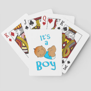 Leuke Cartoon Het is een Boy Tekst in Helderblauw  Pokerkaarten