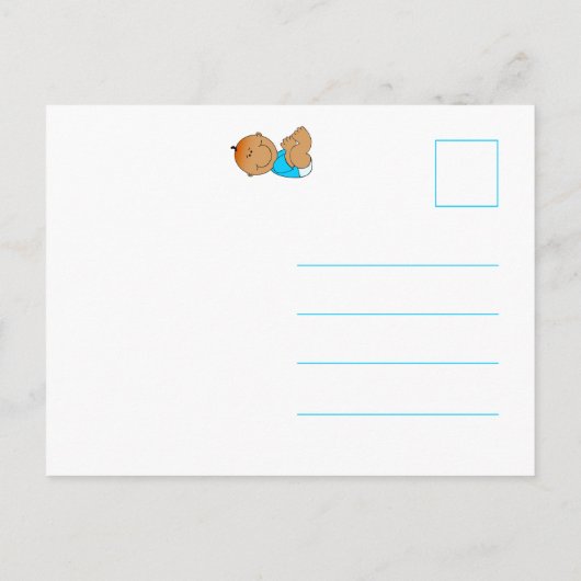 Leuke Cartoon Het is een Boy Tekst in Helderblauw Uitnodiging Briefkaart (Achterkant)