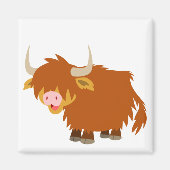 Leuke Cartoon Highland Koe Magnet (Voorkant)