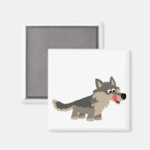 Leuke Cartoon hongerige wolfmagneet Magneet (Voorkant / Achterkant)