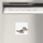 Leuke Cartoon hongerige wolfmagneet Magneet (Insitu (Vaatwasser))