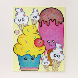 Leuke Cartoon Ice Cream en Cupcake, Kawaii Sweets Legpuzzel