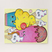 Leuke Cartoon Ice Cream en Cupcake, Kawaii Sweets Legpuzzel (Horizontaal)