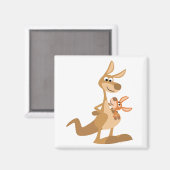 Leuke Cartoon Kangaroo Mum en Joey Magnet (Voorkant / Achterkant)