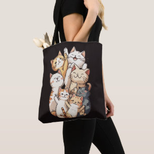 Leuke cartoon kat groep foto tote bag