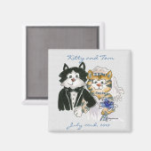 Leuke Cartoon Katten Bruiloft Save the Date Magnet (Voorkant / Achterkant)