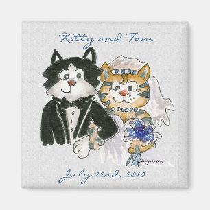 Leuke Cartoon Katten Bruiloft Save the Date Magnet