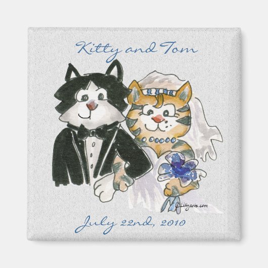 Leuke Cartoon Katten Bruiloft Save the Date Magnet (Voorkant)