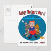 Leuke Cartoon Kinder Happy Moederdag Briefkaart (Voorkant / Achterkant)