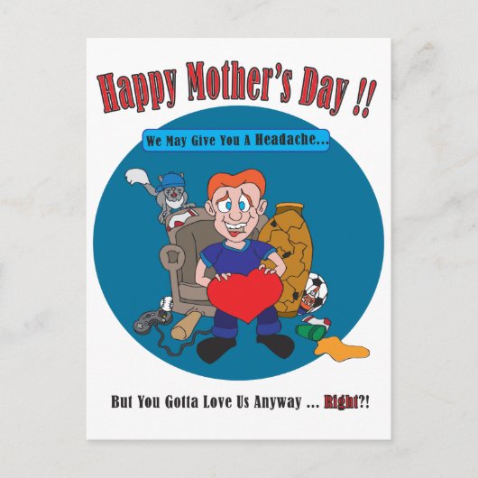 Leuke Cartoon Kinder Happy Moederdag Briefkaart (Voorkant)