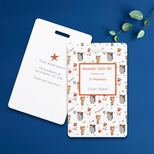 Leuke Cartoon Kinder in kostuums kinderarts Badge