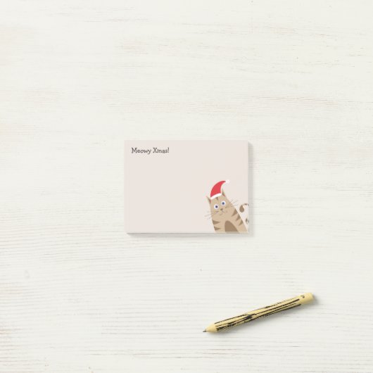 Leuke cartoon kitten kerst feestdagen santa meowy post-it® notes (Op bureau)
