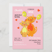 Leuke Cartoon Kitty Cats Schattig verjaardagsfeest Kaart (Voorkant)