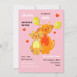 Leuke Cartoon Kitty Cats Schattig verjaardagsfeest Kaart