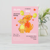 Leuke Cartoon Kitty Cats Schattig verjaardagsfeest Kaart (Staand voorkant)